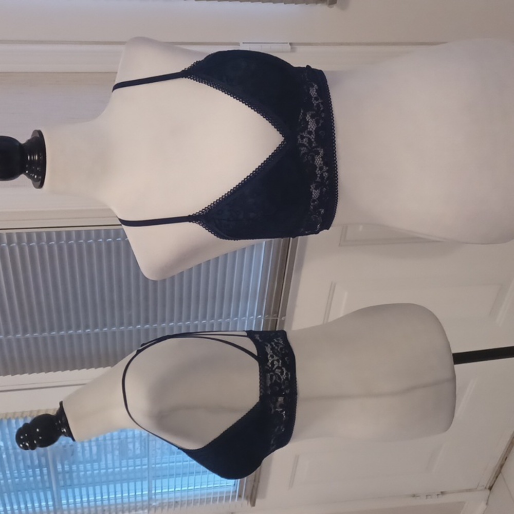 4/$60 Navy Blue Lacy Bralette - Size Small